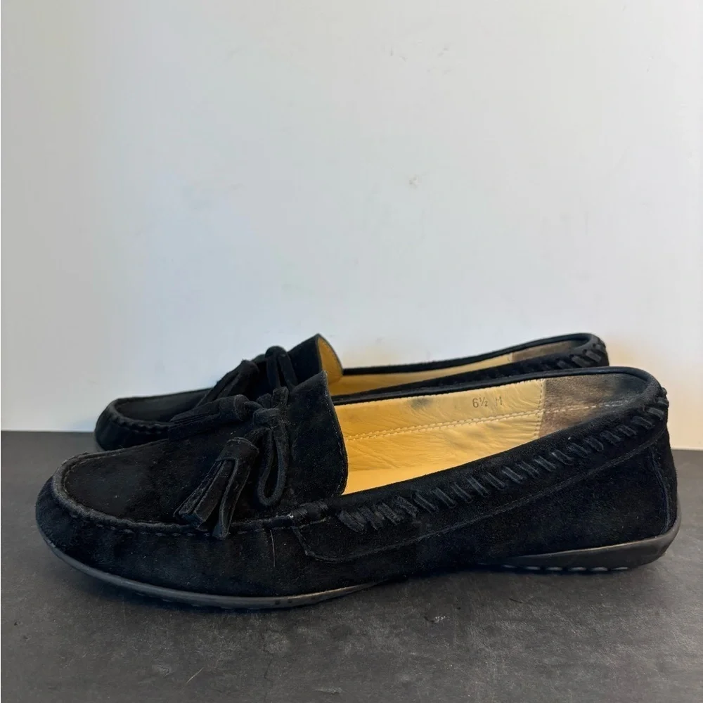 Vaneli Black Suede Tassel Loafers 6.5M Classic Driving Flats